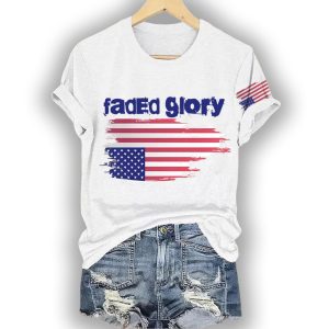 Retro Faded Glory Print T Shirt2