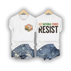 Retro ALT National Parks Resist This Land Is Our Land Print T Shirt1