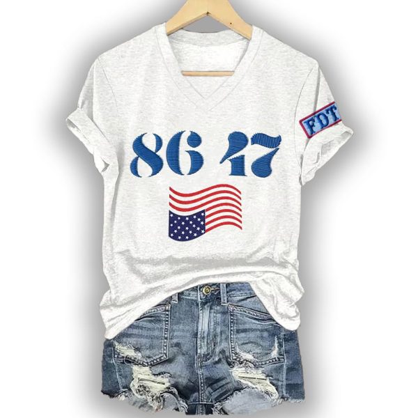 Retro 86 47 FDT Trump America Print T-Shirt