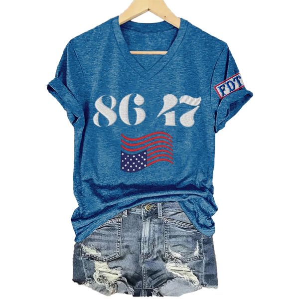 Retro 86 47 FDT Trump America Print T-Shirt