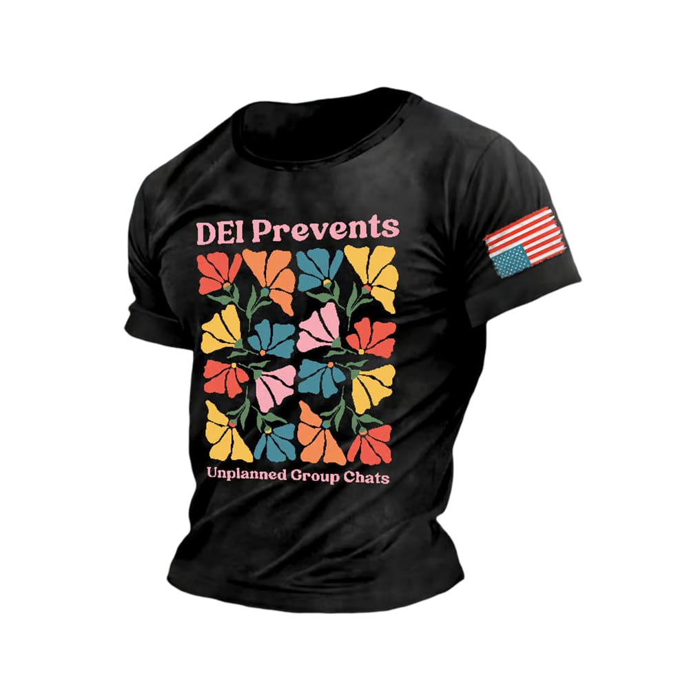 Retro DEI Floral Prevents Unplanned Group Chats Print T Shirt Retro DEI Floral Prevents Unplanned Group Chats Print T-Shirt