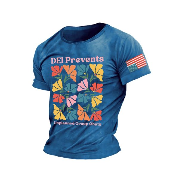 Retro DEI Floral Prevents Unplanned Group Chats Print T-Shirt