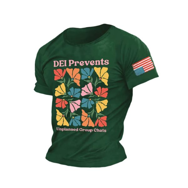 Retro DEI Floral Prevents Unplanned Group Chats Print T-Shirt