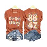 Retro Do Not Obey Flowers 86 47 Print T-Shirt