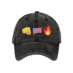 Retro Fist Flag Fire Print Baseball Cap