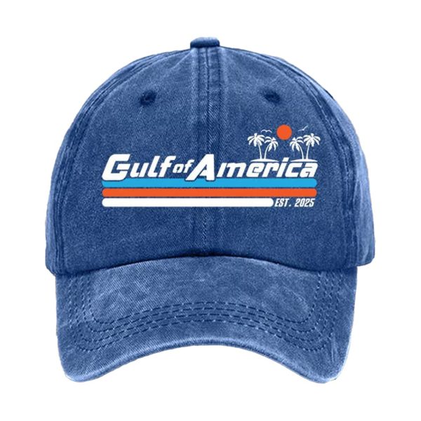 Retro Gulf Of America Est 2025 Palm Trees Print Baseball Cap