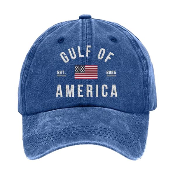 Retro Gulf Of America Est 2025 Print Baseball Cap