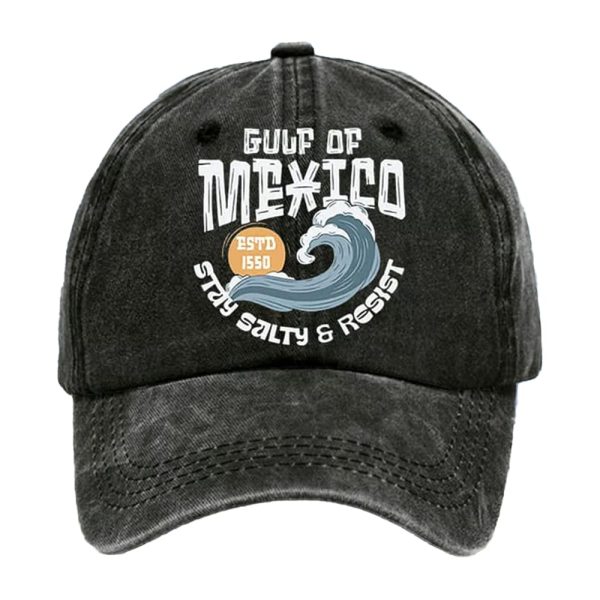 Retro Gulf Of Mexico Stay Salty And Resist Printed Baseball Cap