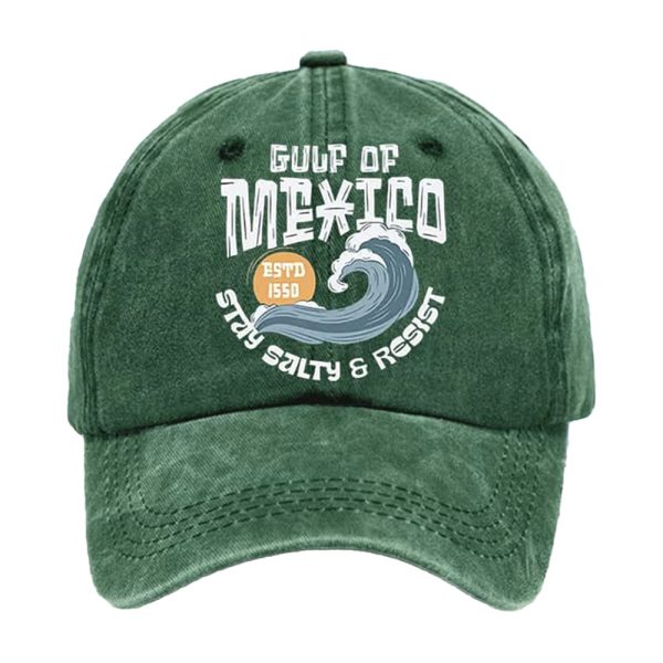 Retro Gulf Of Mexico Stay Salty And Resist Printed Baseball Cap