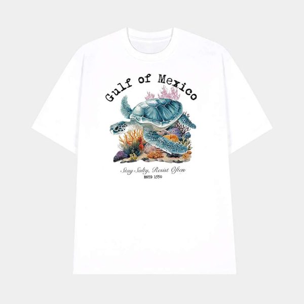 Retro Gulf of Mexico Stay Salty Resist Often 1550 Print T-Shirt