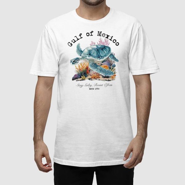 Retro Gulf of Mexico Stay Salty Resist Often 1550 Print T-Shirt