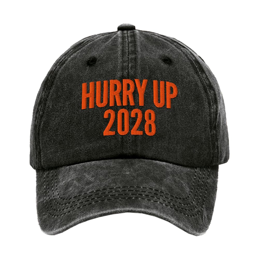 Retro Hurry Up 2028 Print Baseball Cap Retro Hurry Up 2028 Print Baseball Cap