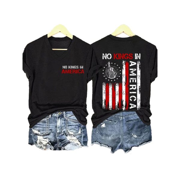 Retro No Kings In America Print T-Shirt