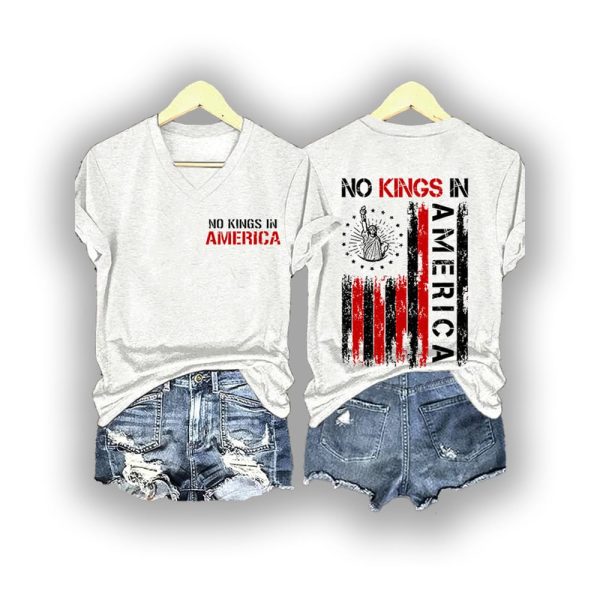 Retro No Kings In America Print T-Shirt