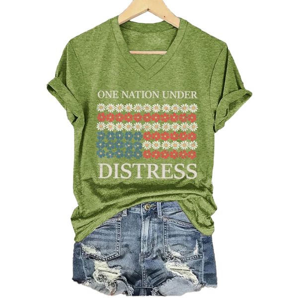 Retro One Nation Under Distress Amercica Shirt