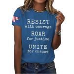 Retro Resist With Courage Roar For Justice Unite For Change Print T-Shirt