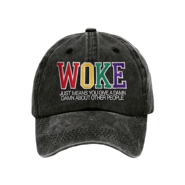 Retro Woke Just Means Give A Damn About Other People Print Baseball Cap
