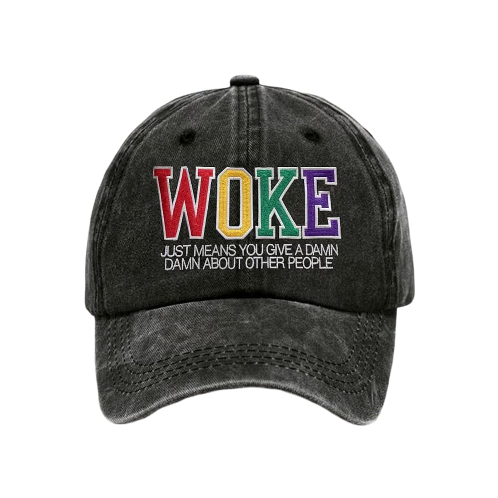 Retro Woke Just Means Give A Damn About Other People Print Baseball Cap Retro Woke Just Means Give A Damn About Other People Print Baseball Cap