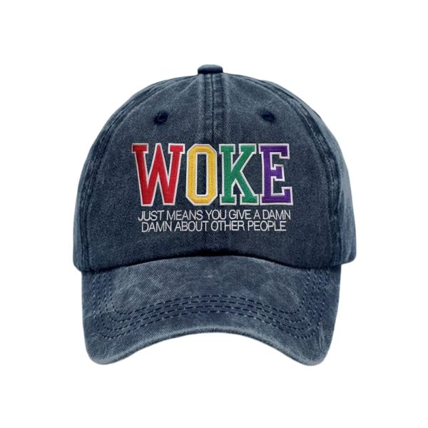 Retro Woke Just Means Give A Damn About Other People Print Baseball Cap