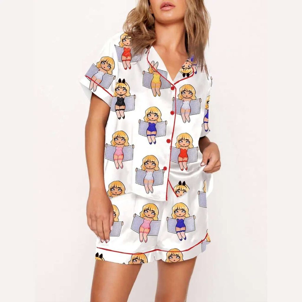 Sabrina Carpenter Short and Sweet Tour Sparkly and Stylish Print Pajama Set Sabrina Carpenter Short and Sweet Tour Sparkly and Stylish Print Pajama Set
