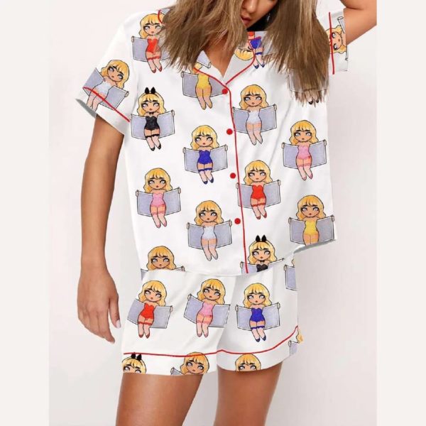 Sabrina Carpenter Short and Sweet Tour Sparkly and Stylish Print Pajama Set