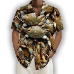 Seafood Crab Print Men's Pocket Short Sleeve Shirts
