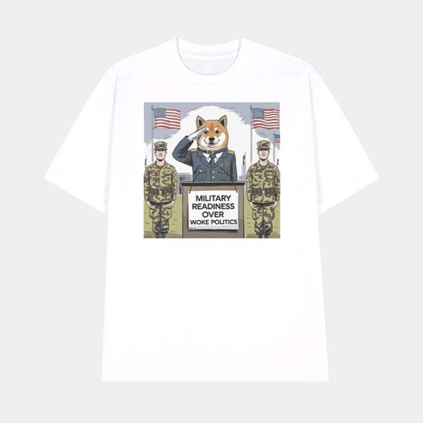 Shiba Military Readiness Over Woke Politics Shirt