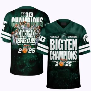 Spartans Mens Basketball Big Ten Champions 2025 V neck Short Sleeve Jersey