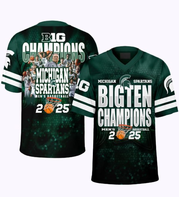 Spartans Men’s Basketball Big Ten Champions 2025 V-neck Short Sleeve Jersey