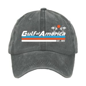 Retro Gulf Of America Est 2025 Palm Trees Print Baseball Cap1