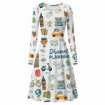 Travel Planner Ruffle Skater Dress For Women