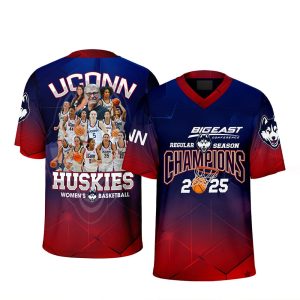 Uconn Big East Conference Regular Season Champions 2025 V neck Short Sleeve Jersey