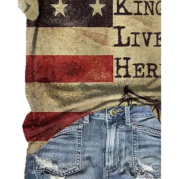 V-Neck Retro No Kings In America Crown Print T-Shirt