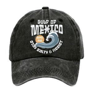 Retro Gulf Of Mexico Stay Salty And Resist Printed Baseball Cap1