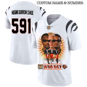 Bengals Higgins Burrow Chase Who Dey Football Jersey1