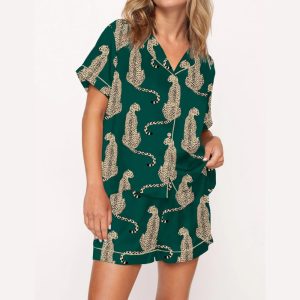 Cheetah Satin Pajama Set2