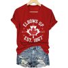 Women’s Retro Elbows Up Canada Est 1867 Print T-Shirt
