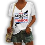 Women's Retro Impeach The Traitor Print T-Shirt