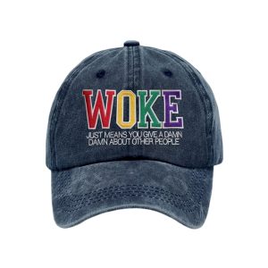 Retro Woke Just Means Give A Damn About Other People Print Baseball Cap1