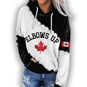 WomenS Canada Elbows Up Print Hoodie1