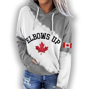 WomenS Canada Elbows Up Print Hoodie3