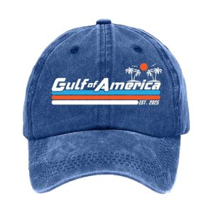 Retro Gulf Of America Est 2025 Palm Trees Print Baseball Cap2