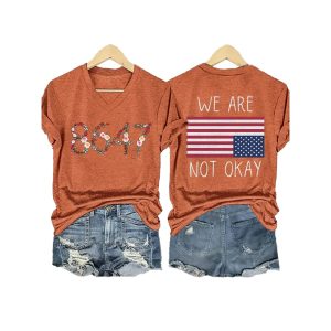 Retro 86 47 We Are Not Ok Print T Shirt2