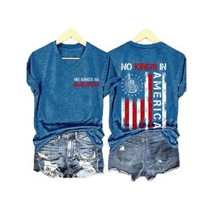 Retro No Kings In America Print T Shirt2