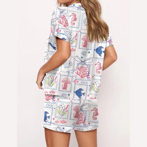 Coastal Aesthetic Satin Pajama Set1