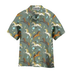 Kentucky Derby Day Racing Horse Flower Gray Hawaiian Shirt