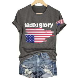 Retro Faded Glory Print T Shirt3