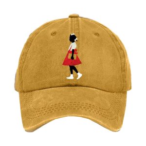 Black Girl In Red Dress Art Print Baseball Cap1
