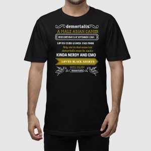 Demortalix A Male Asian Gamer Loves Card Games And Food Shirt 2