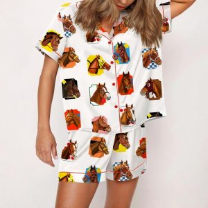 Triple Crown Champions Horses Satin Pajama Set2